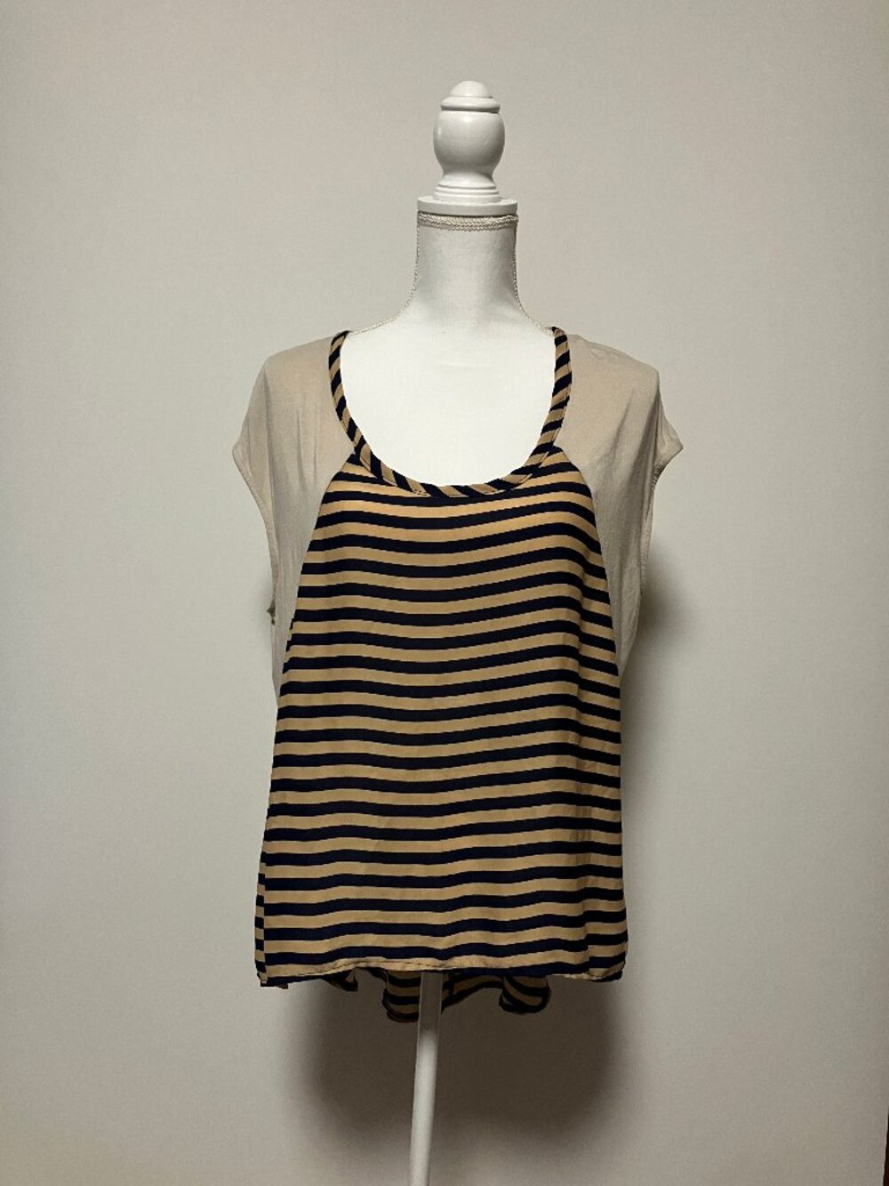 Ovi Striped Scoop Neck Top, Size Large